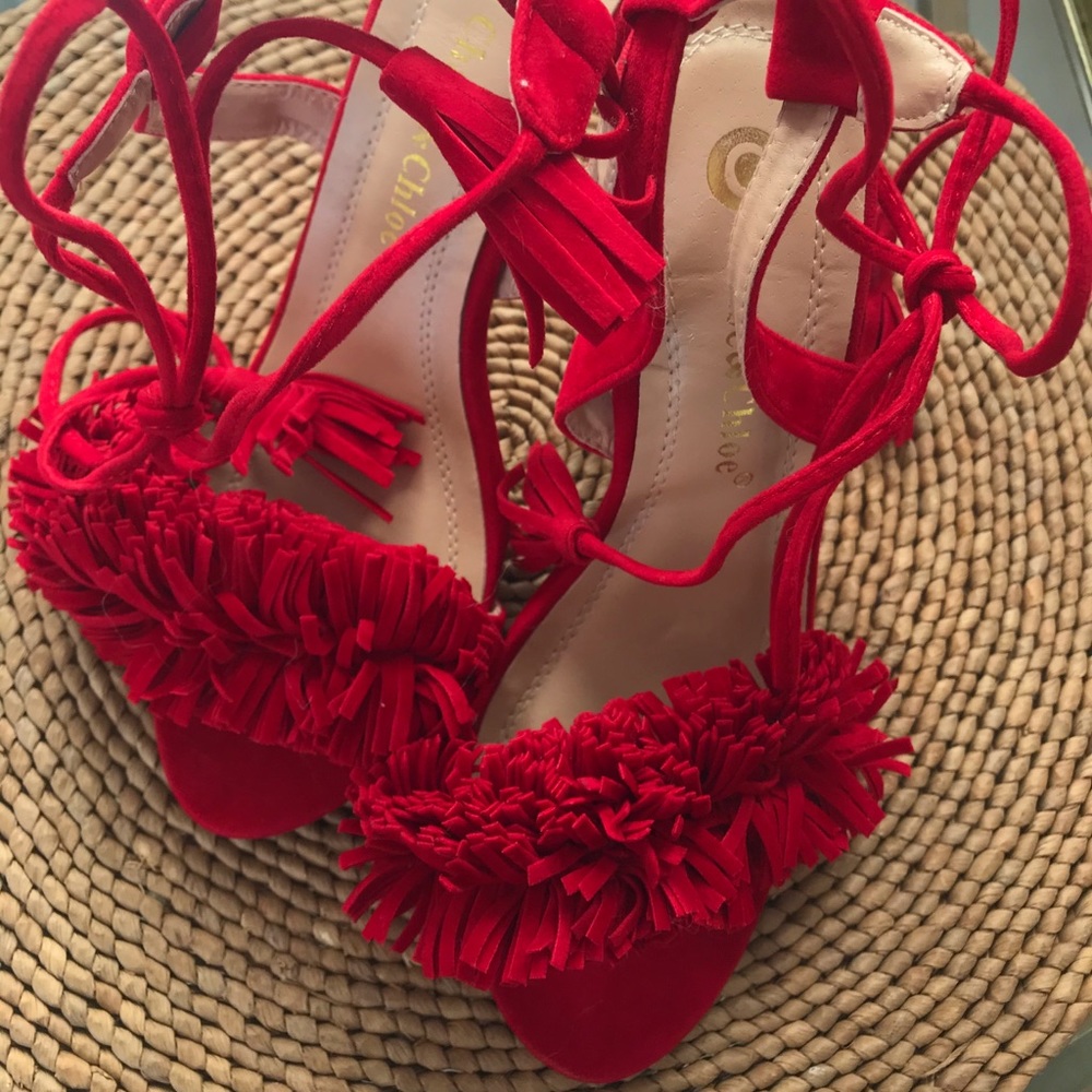 Chase & Chloe red strappy heels